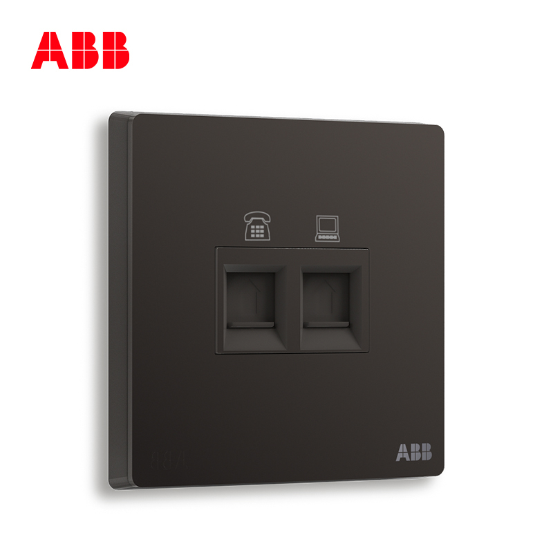ABB开关插座 轩致无框二位电话RJ11/超5类电脑插座RJ45AF323-885