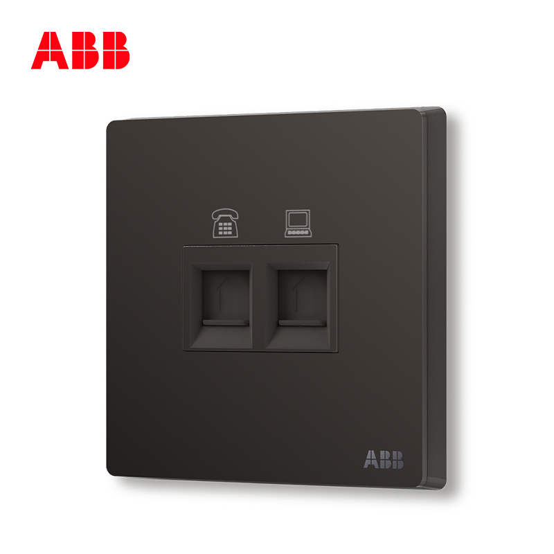 ABB开关插座 轩致无框二位电话RJ11/超5类电脑插座RJ45AF323-885