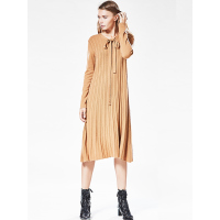 CKY009TS气质修身系带设计纯山羊绒连衣裙