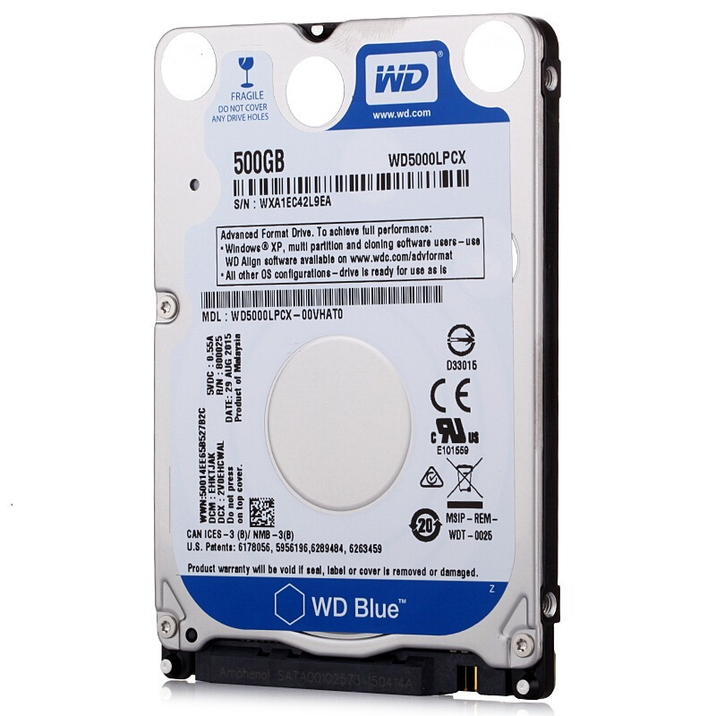 西部数据(WD)蓝盘 电脑硬盘500G SATA6Gb/s 7200转