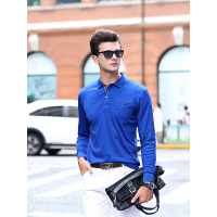 传奇保罗秋冬季款长袖T恤男t恤条纹印花体恤商务POLO衫