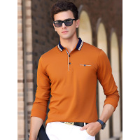 传奇保罗2017男士长袖t恤棉质条纹打底polo衫商务休闲韩版秋冬款