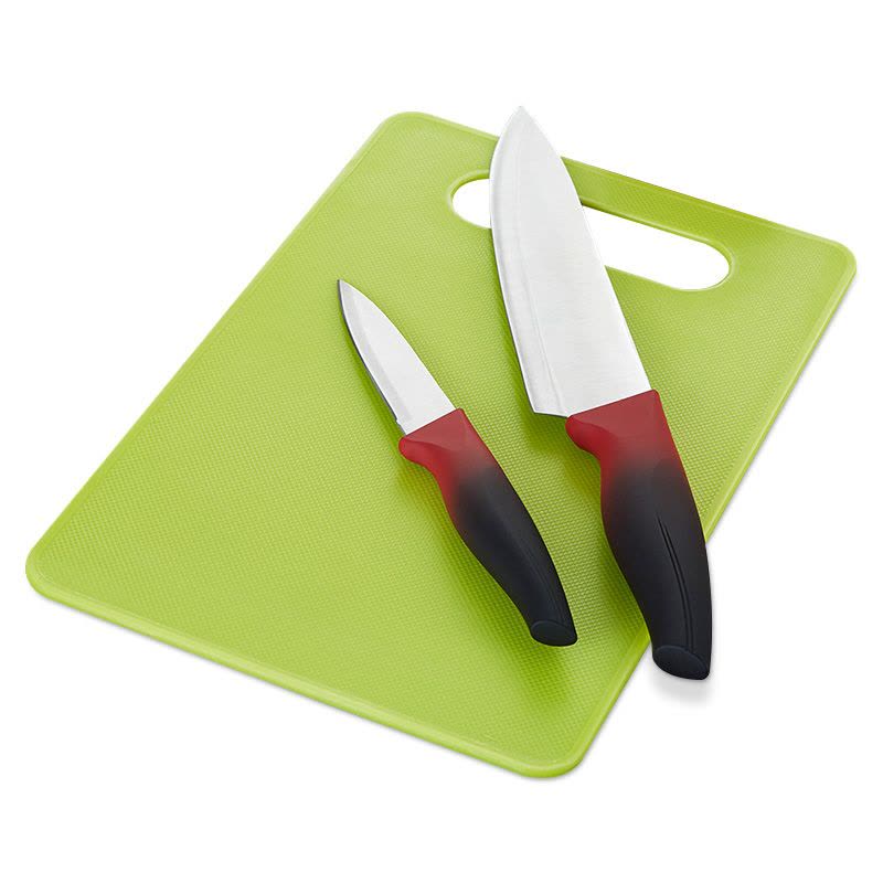 OOU菜刀3件套厨房刀具水果刀厨师刀环保菜板厨具套装图片