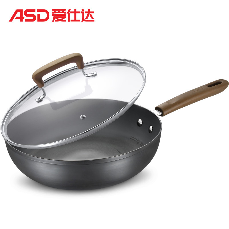 爱仕达(ASD) 油你控系列锈不了无涂层煎锅 JF28B1WG 28CM电磁炉通用旋风底牛排锅平底锅煎炒锅