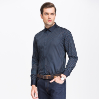 才子男装（TRIES）长袖衬衫 男士秋季新款舒适商务休闲男士衬衣圆点印花修身衬衫1151E6121