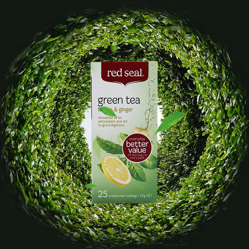 红印(Red Seal)柠檬生姜绿茶 25包/盒装 新西兰进口 预防感冒 茶叶