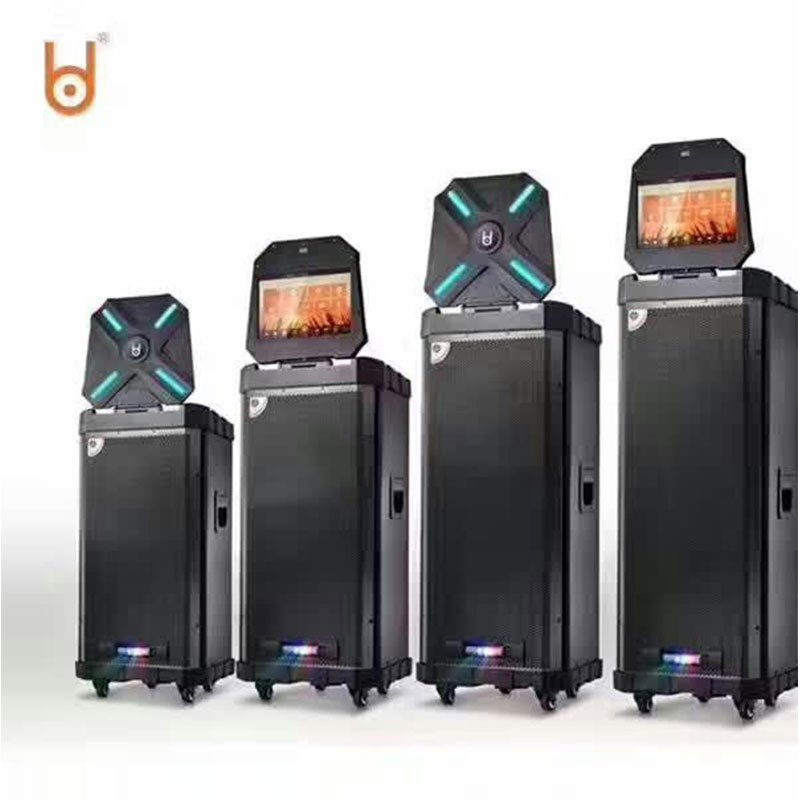 贝德 双15英寸 户外广场舞会议音箱便携式一体机2.0声道音响 有源带屏智能移动K歌音响广场舞大功率户外电瓶音响