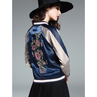 希娅春秋款长袖刺绣短外套女棒球衣宽松棒球服夹克短款外套上衣棒球衫7M021016