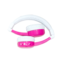 buddyPHONES InFlight儿童耳机头戴式可折叠学生学英语通话有线耳机飞机可用生日礼物可爱卡通节日礼品 粉色