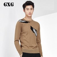 GXG毛衫男装秋季男士时尚休闲卡其色圆领毛衫潮53120066/C12-09-A2