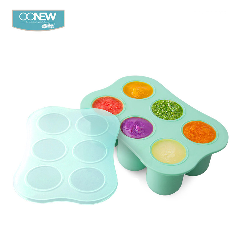 喔喔牛(oonew) 硅胶辅食格 婴儿冰格分格辅食盒 硅胶储存罐研 儿童餐具带盖