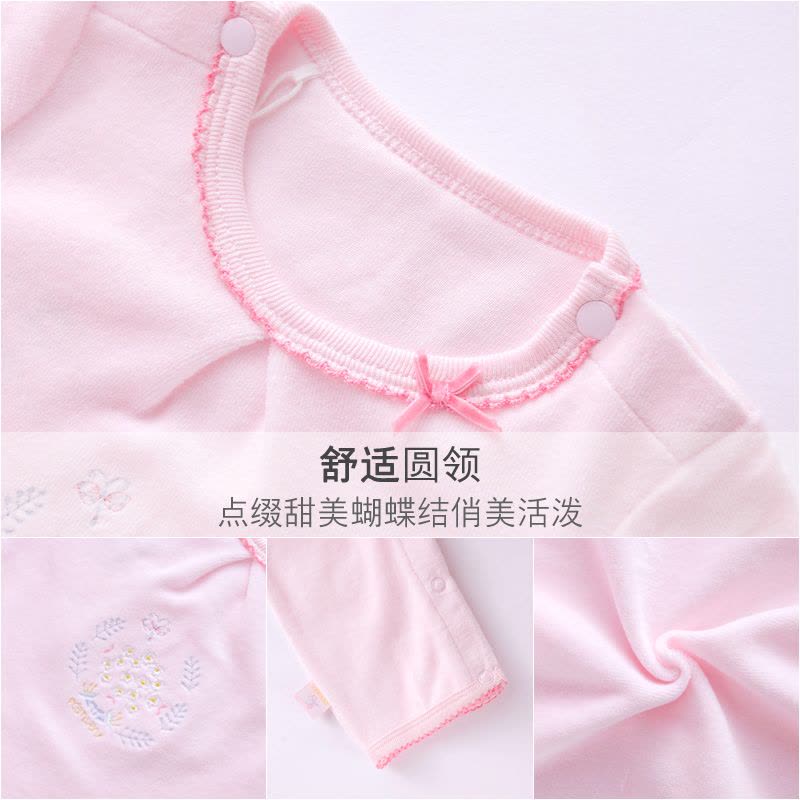 英氏女宝宝连体衣新生儿连体服春秋婴儿衣服哈衣154204图片