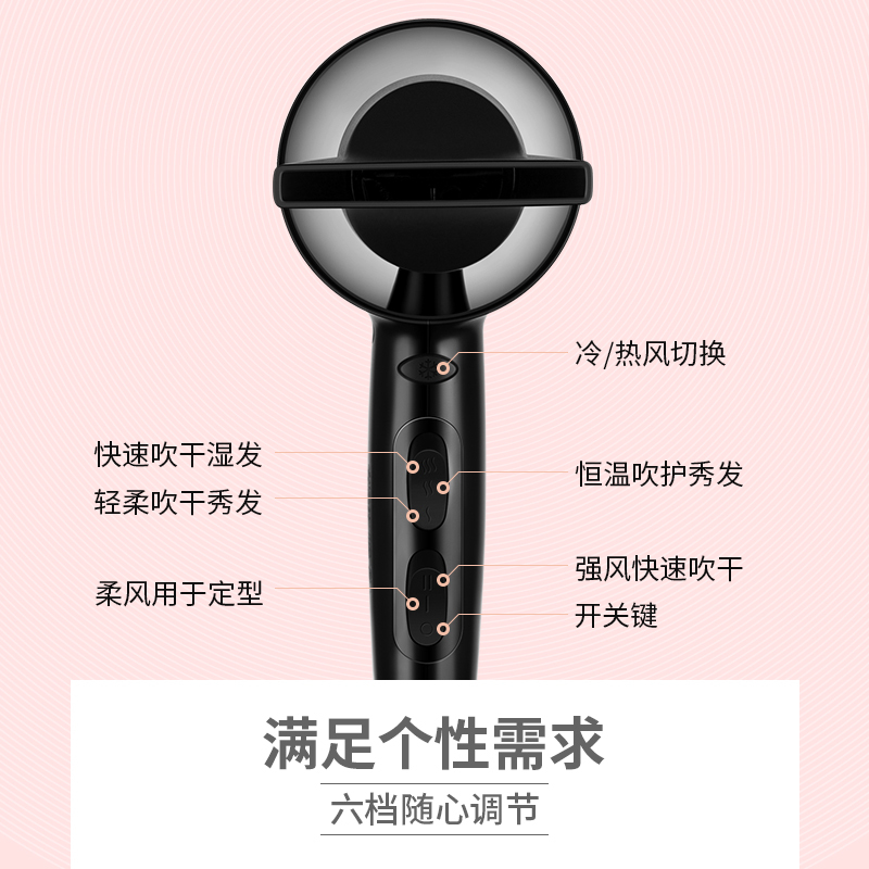 飞科(FLYCO)发廊专业电吹风FH6105 2200W大功率6档负离子功能 智能温控装置 吹风机
