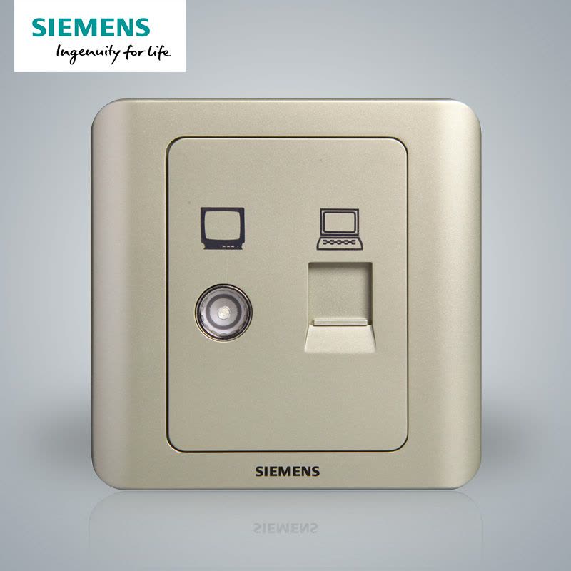 西门子(SIEMENS)开关插座 远景金棕系列电脑+电视插座5TG01161CC133图片