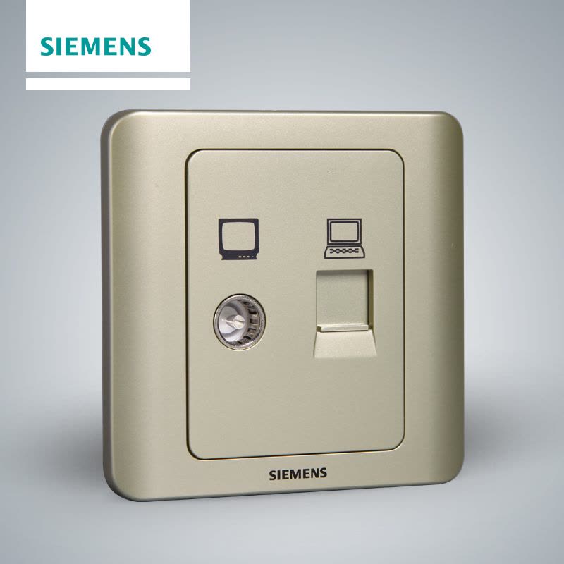 西门子(SIEMENS)开关插座 远景金棕系列电脑+电视插座5TG01161CC133图片
