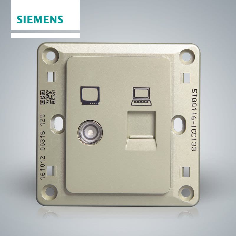 西门子(SIEMENS)开关插座 远景金棕系列电脑+电视插座5TG01161CC133图片