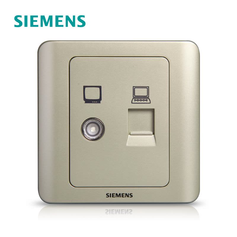 西门子(SIEMENS)开关插座 远景金棕系列电脑+电视插座5TG01161CC133图片