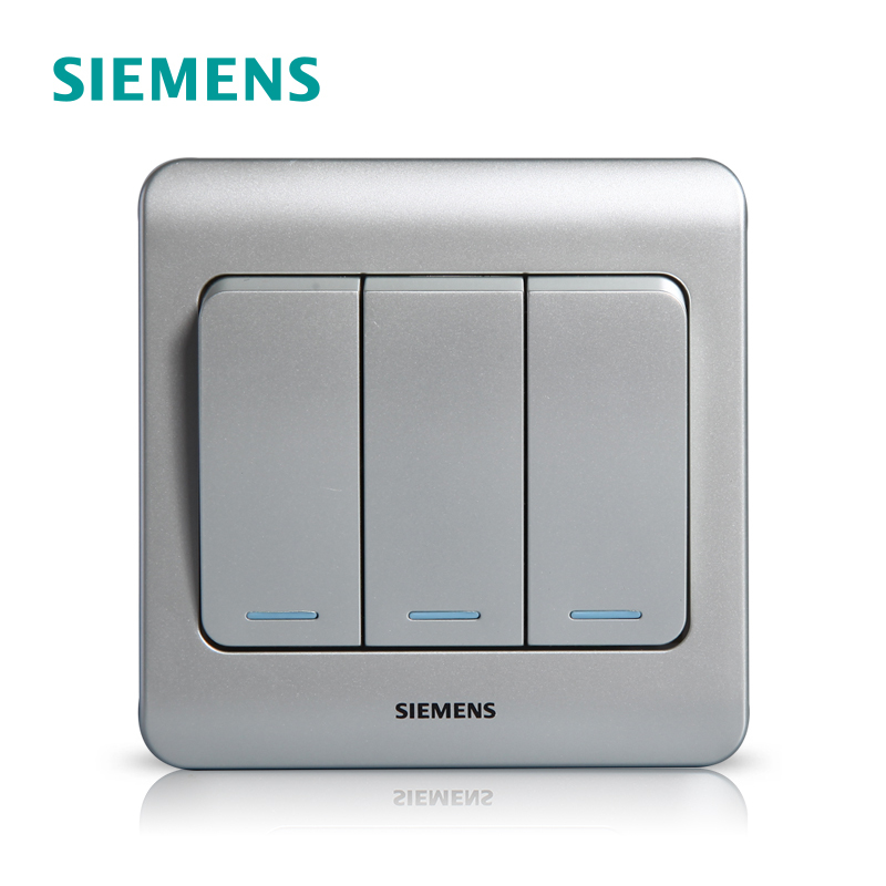 西门子(SIEMENS)开关插座 远景彩银系列三开单控带荧光5TA01181CC122