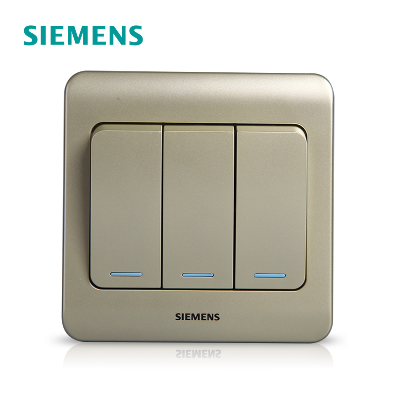 西门子(SIEMENS)开关插座 远景金棕系列三开单控带荧光5TA01181CC133