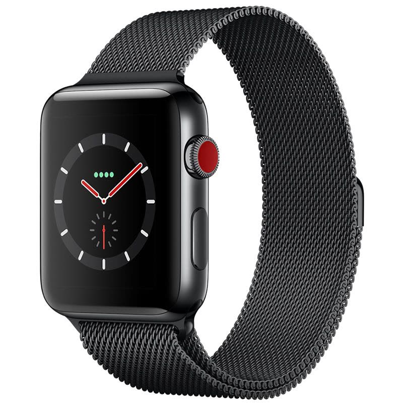 Apple苹果 Series3智能手表 GPS+蜂窝网络款 42毫米 深空黑色不锈钢表壳 深空黑色米兰尼斯表带图片