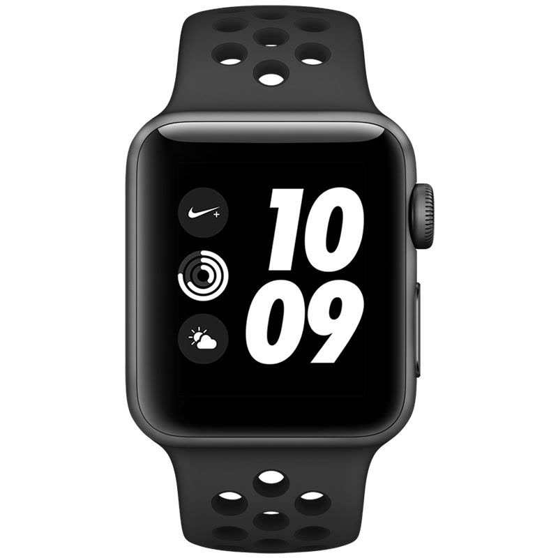 Apple苹果 Series3智能手表 GPS款 38毫米深空灰色铝金属表壳 煤黑配黑色Nike运动表带图片
