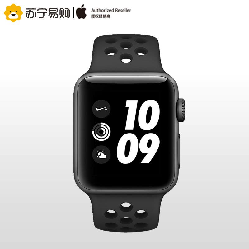 Apple苹果 Series3智能手表 GPS款 38毫米深空灰色铝金属表壳 煤黑配黑色Nike运动表带图片