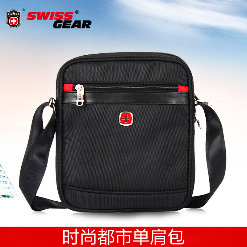 SWISSGEAR瑞士军刀单肩包商务防泼水斜挎包9.7寸单肩电脑包休闲运动包 SA-9726黑色