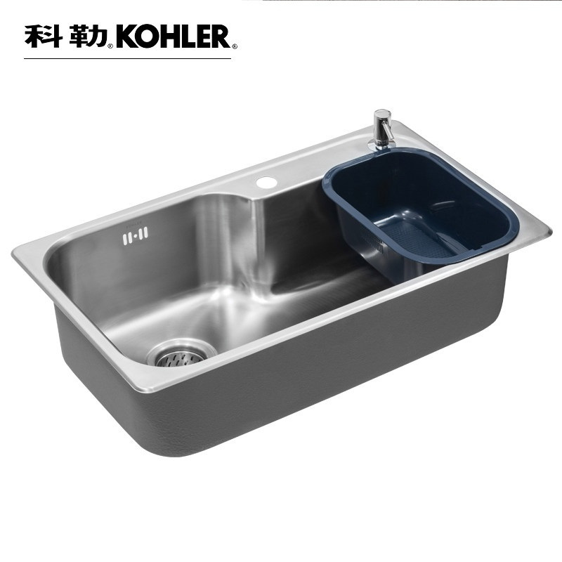 [苏宁自营]科勒齐乐水槽洗菜盆双槽不锈钢厨盆厨房洗碗池水槽龙头套餐45925T+7507T