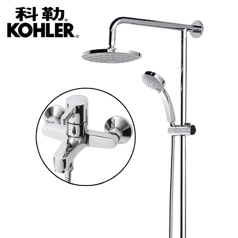 [苏宁自营]科勒花洒淋浴K-5429T-B4-CP齐乐亲氧本体全铜双花洒套装升降淋浴