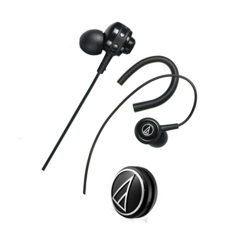 audio-technica/铁三角 ATH-COR150 动圈型 入耳式音乐耳机无线控 耳挂式运动耳机 （黑色）