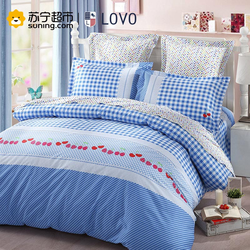 LOVO 罗莱生活出品 纯棉四件套全棉床品套件床上用品床单被套