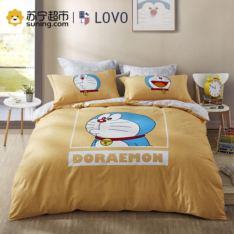 LOVO 罗莱生活出品 磨毛纯棉四件套全棉床品套件床上用品床单被套