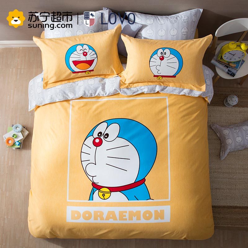 LOVO 罗莱生活出品 磨毛纯棉四件套全棉床品套件床上用品床单被套