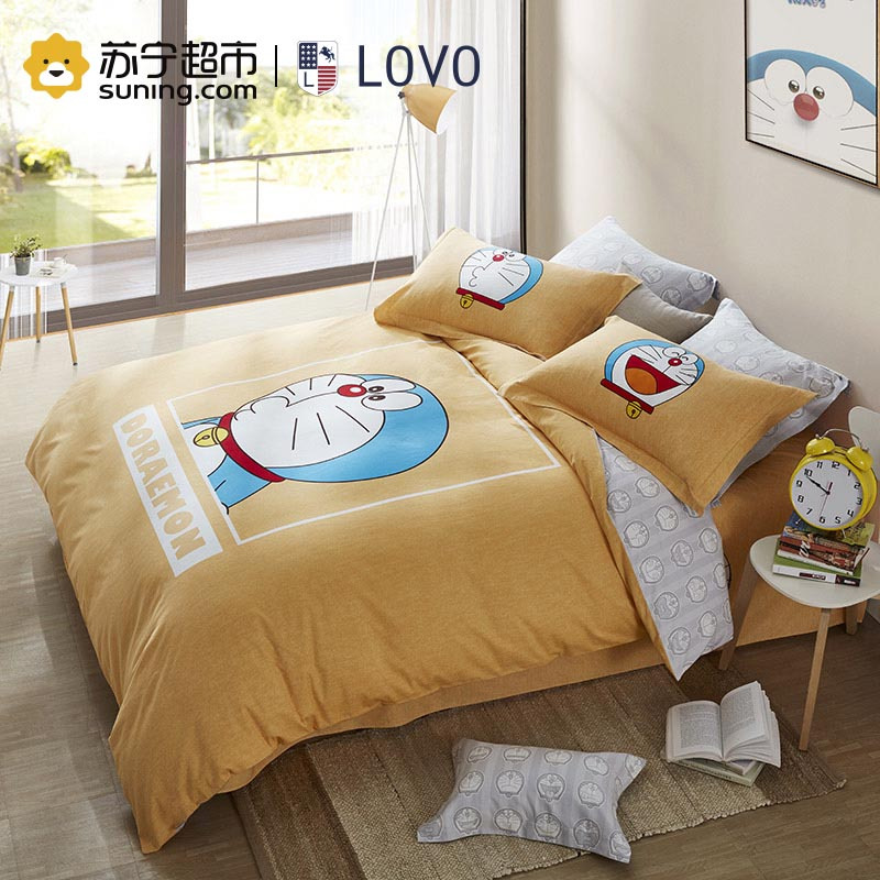 LOVO 罗莱生活出品 磨毛纯棉四件套全棉床品套件床上用品床单被套