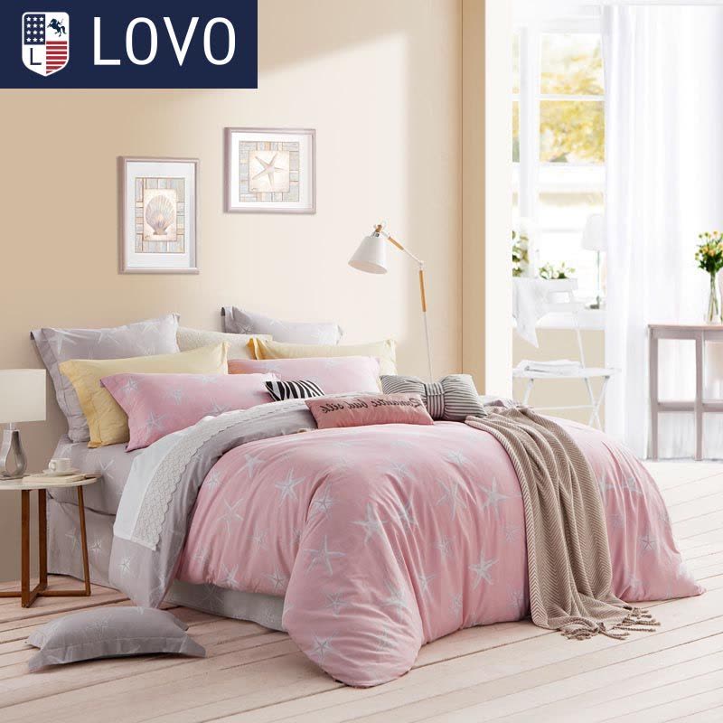 LOVO 罗莱生活出品 纯棉四件套全棉床品套件床上用品床单被套图片