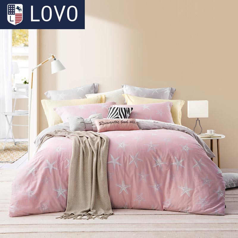 LOVO 罗莱生活出品 纯棉四件套全棉床品套件床上用品床单被套
