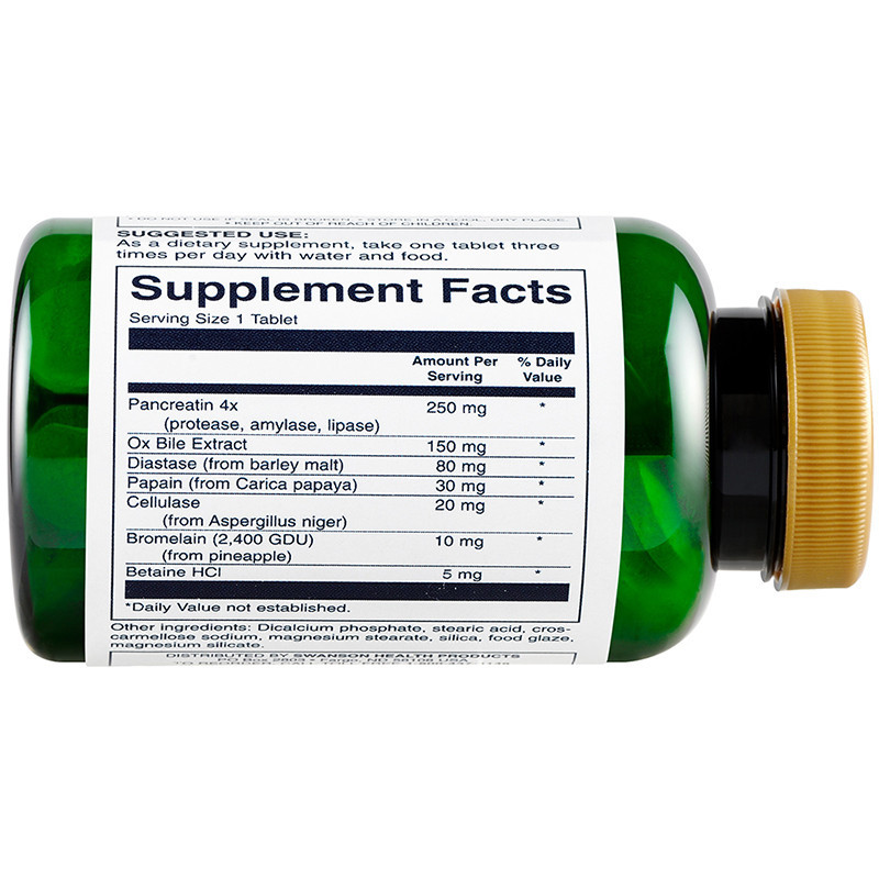 斯旺森(Swanson)消化酶营养片 瓶装90片/瓶 美国进口 保护肠道 保健品 膳食营养补充剂单件重70g