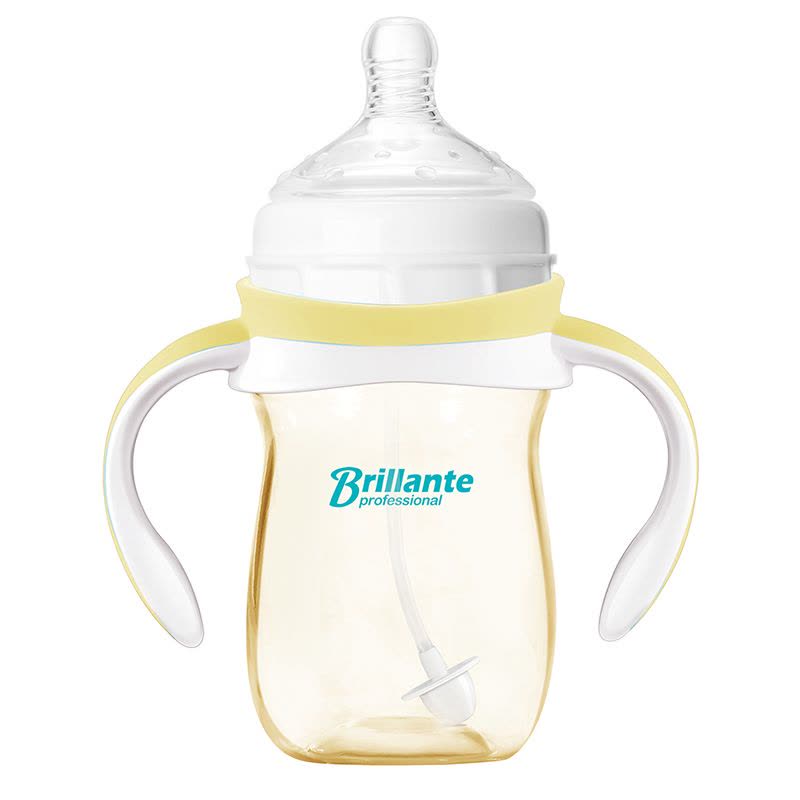 贝立安(Brillante)宽口径PPSU吸管学饮奶瓶240ml) BYP32 适用于6个月以上的宝宝图片