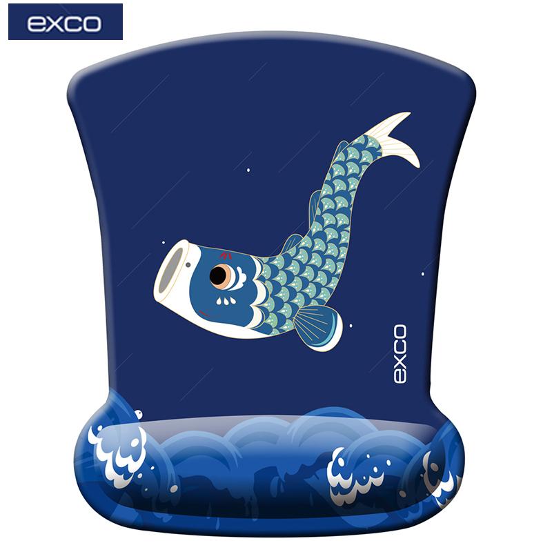 宜适酷 EXCO记忆棉艺术护腕鼠标垫 可爱卡通家用办公腕垫 布面防滑鼠标垫 MSP011 鲤鱼飞