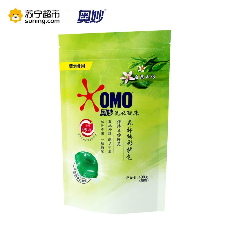 奥妙(OMO)自然工坊森林焕彩护色洗衣凝珠袋装400g 【联合利华】图片