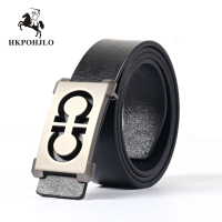 HKPOHJLO皮带男士牛皮腰带平滑扣复古皮带身裤带商务青年腰带