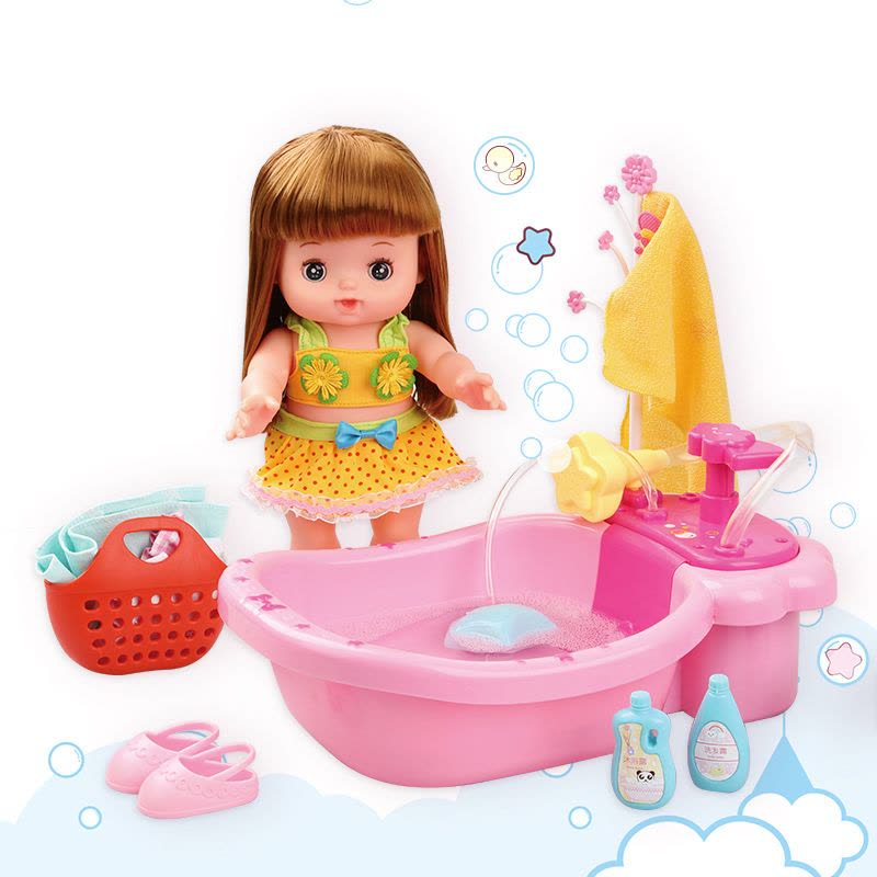 Lelia 乐吉儿 婴儿娃娃米露套装礼盒 3-6岁女孩洋娃娃过家家玩具 仿真娃娃玩具婴儿塑胶 快乐泡泡浴 A053图片