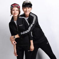 奇安达2017秋季运动服套装长袖休闲三件套男士韩版卫衣棒球服情侣套装 912