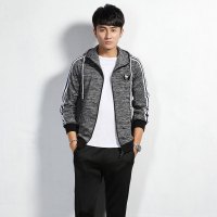 奇安达 2017春秋新款迷彩男运动套装修身连帽衫运动服卫衣两件套 908