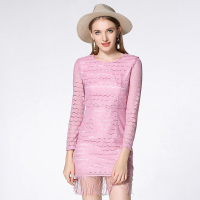 咏仕女装秋季韩版长袖气质流苏连衣裙女秋2017新款宽松a字短裙潮