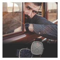 Harry Williams意大利超薄酒桶形男士手表 HW独立小秒盘休闲皮带石英表男款