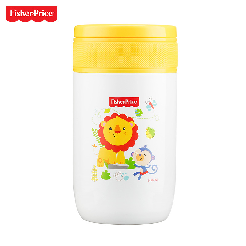 Fisher Price 费雪保宝宝保温饭壶焖烧壶便携便当盒不锈钢内胆 儿童餐具 500ml FP-8613C 黄色
