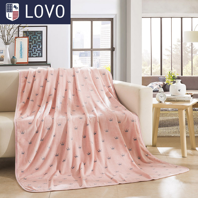 LOVO家纺柔软亲肤毛毯保暖秋冬法兰绒毯空调披风毯紧密绗缝舒适包边设计约2斤重加厚毯