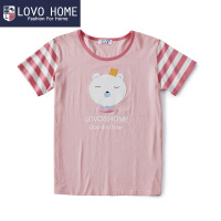 LOVO HOME 女士针织兜兜熊咩咩羊短袖短裤