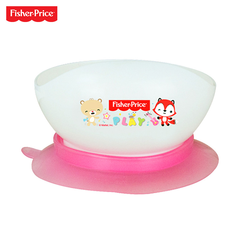 Fisher Price 费雪蜗牛吸盘碗与感温勺婴儿吃饭碗宝宝学习训练碗套装 FP-8029A 粉红